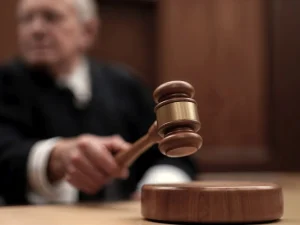 Judge holding a gavel in a courtroom, representing a Florida appeals court reversal in a resisting officer without violence case