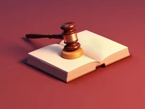 Wooden judges gavel on blank open law book, symbolizing expungement of criminal records in Florida